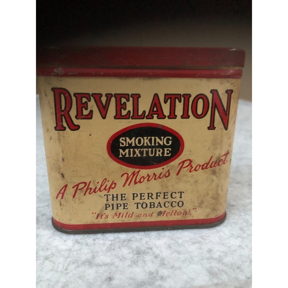 VTG~ A PHILIP MORRIS Product "REVELATION" TIN CAN SMOKING MIXTURE PIPE TOBACCO
